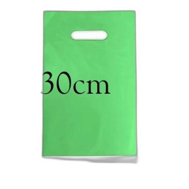 Imagem de Sacola Plástica 20X30 Verde -Alça Boca De Palhaço- Kit 20Un