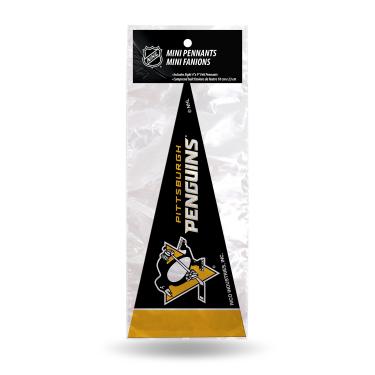Imagem de Conjunto clássico de mini galhardetes NHL Pittsburgh Penguins 8 peças, 10 cm x 22 cm