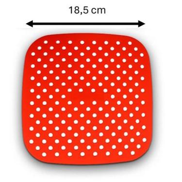 Imagem de Tapete Quadrado de Silicone para Airfryer 18,5cm Vermelho - Genérico