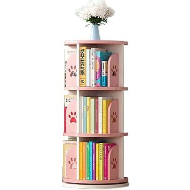 Imagem de Estante Giratória De 360 ° Estante Redonda Estante Giratória Com Padrão De Pegada 3/4/5 Prateleira Com Motivo De Golfinho Estante De Alta Densidade Para Casa Escritório, Pink, 46 * 97cm