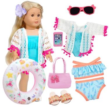 Imagem de 18 Inch American Doll Accessories, 18 Inch Fashion Doll Swimming Play Sets for American 18 Inch Girl Doll Including Doll Clothes Swimsuit Sunglasses Phone Shoes