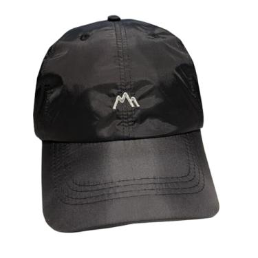 Imagem de RYZGOJV Boné de beisebol de verão de secagem rápida, boné plano feminino de algodão para viagens ao ar livre, boné ajustável padrão de montanha - preto