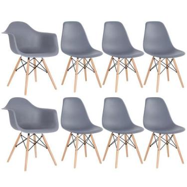 Imagem de Conjunto 2 x cadeiras Eames DAW com braços + 6 cadeiras Eiffel DSW - L