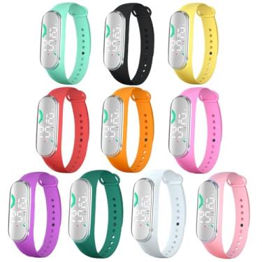 Imagem de Weicam Relógio de pulso digital 10Psc unissex atacado LED elegante pulseira de silicone luminoso relógios esportivos