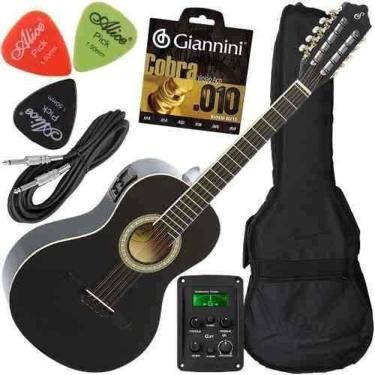 Imagem de Kit Viola Eletroacústica Caipira 10 Cordas Vs14Eq Giannini