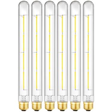 Imagem de LVYE Lâmpadas tubulares T300, lâmpadas LED reguláveis E26 6W igual a 60 watts, luz do dia 4000K, lâmpada LED Edison longa T30, lâmpada de vidro transparente T10, 30 cm, pacote com 6.