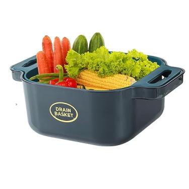 Imagem de Cesta de Lavagem de Frutas - Tigela de comida de camada dupla para limpeza de drenagem - Coador doméstico Cesta de armazenamento de cozinha para louças, utensílios de cozinha, legumes, frutas Thaely