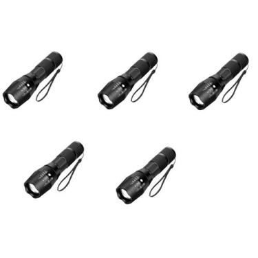 Imagem de Kit com 5 Lanternas Tática LED 8000 Lúmens Portátil 5 modos - Shark Bl