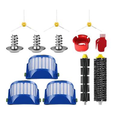Imagem de E.LUO Kit de acessórios de substituição para iRobot Roomba 600 séries 694 692 690 680 660 665 651 650 614 e 500 séries 595 585 564, 3 filtros, 3 escovas laterais, 1 par de cerdas e escova batedor