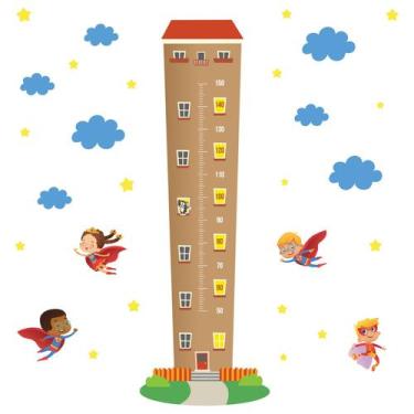 Imagem de Adesivo Régua Crescimento Super Heróis na Cidade 190x75cm - Quartinhos