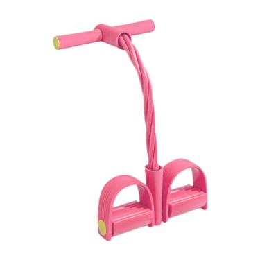 Imagem de KiBcsLic Faixa de Resistência para Pedal, Corda Tensora de 4 Tubos, Multifuncional para Pernas, Academia em Casa, Braços, Rosa