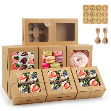 Imagem de Caixas de biscoitos OAMCEG 50 unidades com janela 15x15x7cm Cupcake Br