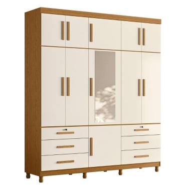 Imagem de Guarda Roupa Casal 201cm 11 Portas Thony A02 Off/cinamomo - Mpozenato