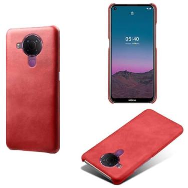 Imagem de Capa para NOKIA 5.4,Proteção contra quedas,Casca de volta de cor sólida simples,Design de couro de imitação de plástico-Red