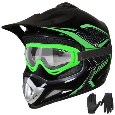 Imagem de Capacete Dirt Bike ILM BLD-818 Youth Kids Green com certificação DOT