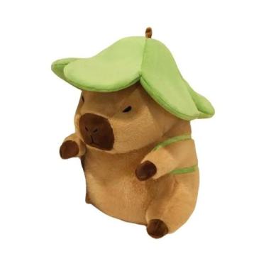 Imagem de Boneco De Pelúcia Capivara Kawaii Com Chapéu De Flor, Mochila E Almofa