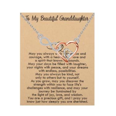 Imagem de FAADBUK Colar de coração infinito com cartão de oração para neta e presente de motivação para neta, Mid, Aço inoxidável