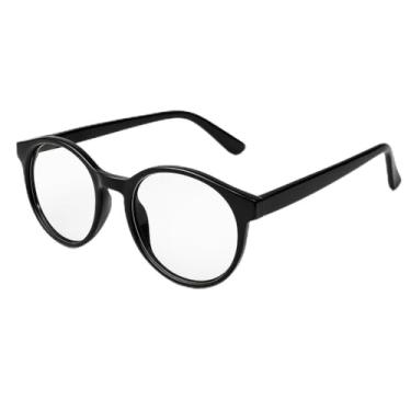 Imagem de Armação de Óculos Feminino Masculino Redondo Retrô Moda Acessório - Preto