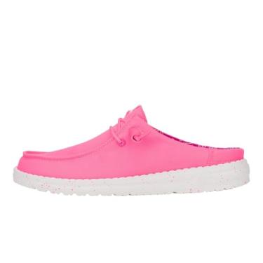 Imagem de HEYDUDE Wendy Slip Mule feminino | Sapatos femininos leves sem cadarço | Calçado confortável e casual para o dia a dia, Rosa neon, 42