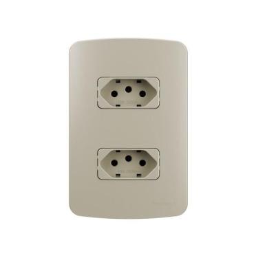 Imagem de Tomada Dupla MarGirius B3 Colors 2P+T 10A com Placa 4x2 Pérola, Pérola