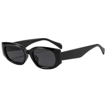 Imagem de Óculos de sol vintage com armação pequena estilo olho de gato, feminino, gradiente, popular, luxuoso, leopardo, masculino, punk, uv400 (preto-preto)