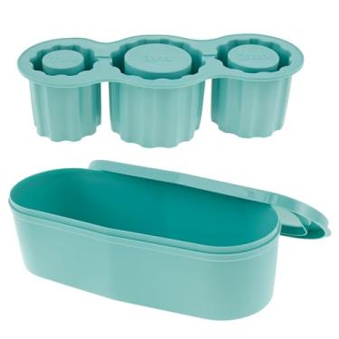 Imagem de UKQRRTC 2 peças de bandeja de gelo para copo de silicone, moldes de gelo com tampa removível selada e lixeira, molde reutilizável para fazer gelo para coquetéis gelados, bebidas de uísque (verde
