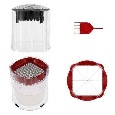 Imagem de Copo fatiador de frutas, cortador de batatas fritas, fatiador rápido de frutas e vegetais, copo fatiador de banana e morango, cortador de cebola estilo doméstico profissional, 2 lâminas, 14 × 15 × 17