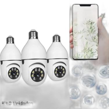 Imagem de Kit 3 Câmeras Segurança Wi-Fi Ip Sem Fio 360 Encaixe Lampada
