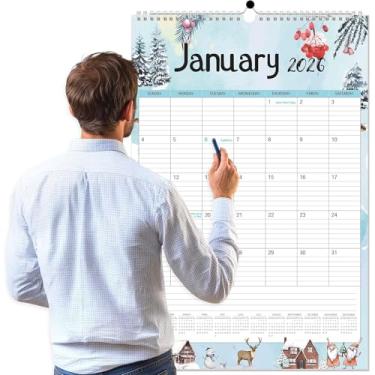 Imagem de GuassLee Calendário de parede extragrande de 5,147 x 61 cm, agenda vertical jumbo para pendurar, calendário grande de 24 meses, de janeiro de 2026 a dezembro de 2027, com design de aquarela de papel