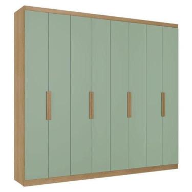 Imagem de Guarda Roupa Casal Milan 8 Portas Capuccino Menta Acetinado - Thb - TH