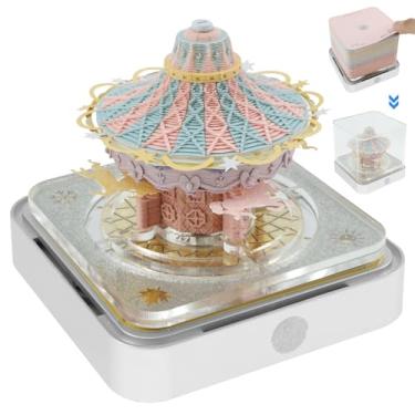 Imagem de Bloco de notas 3D, calendário de arte 3D com caixa de exibição, bloco de notas decorativo divertido com luz de LED, calendário de arte em papel 3D para mesa de escritório em casa (carrossel)