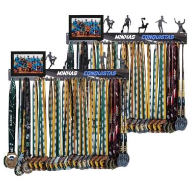 Imagem de Kit 2 Porta Medalhas Futebol Porta Retrato 61cm Comprimento