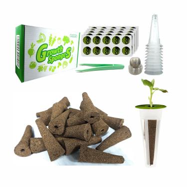 Imagem de Kit de cápsulas de sementes para Aerogarden, sistema hidropônico iDoo, inclui 50 esponjas de cultivo, 50 etiquetas, 10 cúpulas de cultivo, 10 cestas de cultivo e 1 pinça