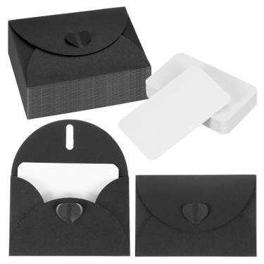 Imagem de PATIKIL Conjunto de 50 mini envelopes com fecho de coração, cartões de notas em branco de 10,4 x 7,6 cm com envelopes para presente convite de casamento, formatura, feriado, Dia de Ação de Graças