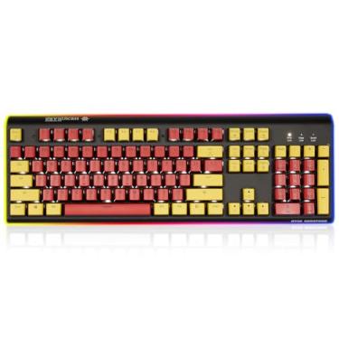 Imagem de Hexgears Teclado mecânico GK735 com fio, caixa de alumínio construída para jogadores com interruptor branco Kailh Box (vermelho-amarelo)