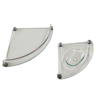 Imagem de Prateleira de canto grade e saboneteira canto vidro incolor