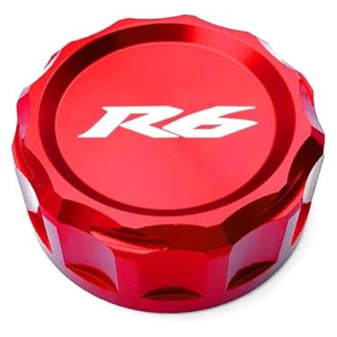 Imagem de Acessórios de motocicleta Tampa do cilindro do reservatório de fluido de freio traseiro compatível com Y&AMAHA YZF R1 R3 R6 R7 YZF-R1 YZF-R6 YZF-R3 YZF-R7 (R6 vermelho)