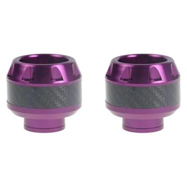 Imagem de BYYINGSUS 1 par protetor de colisão de motocicleta liga de alumínio roda dianteira garfo moldura proteção contra queda almofadas deslizantes acessórios de segurança para moto (Roxo)