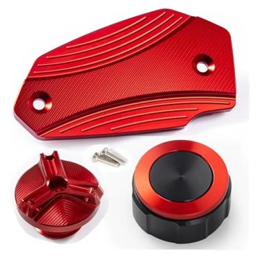 Imagem de Tampa de fluido de freio dianteiro traseiro e acessórios de proteção de tampa de combustível compatíveis com Z 900 Z 800 Z 650 Z650 Z900 Z800 2013-2024 (conjunto vermelho)