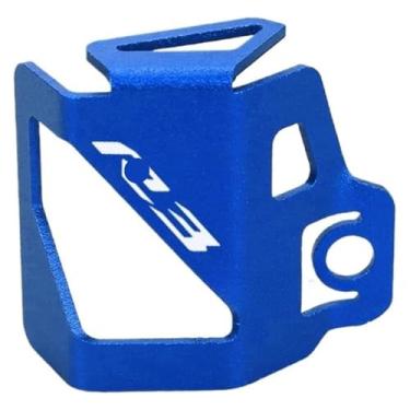 Imagem de BYYINGSUS Tampa do reservatório de fluido do tanque de combustível do freio traseiro da motocicleta acessórios CNC compatíveis com Y&AMAHA YZF R3 2013 2014 2015 2016 2017 2018 (azul)