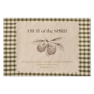Imagem de ZERFVTG Fruit of The Spirit Citações arte de parede escrituras bíblicas cristãs pôster vintage verde treliça versos impressões em tela para sala de oração religiosa decoração de parede 40,6 x 61 cm
