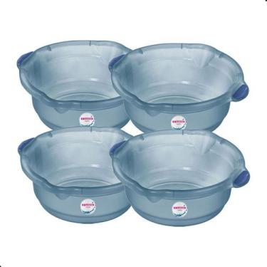 Imagem de Kit 4 Bacia Plastica Para Limpeza e Uso Geral Hydrus Azul 5L Sanremo
