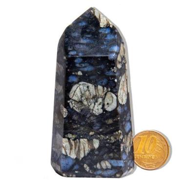 Imagem de Ponta Riolita Azul Pedra Natural 80 a 90mm 75 a 140g Tipo B - Cristais