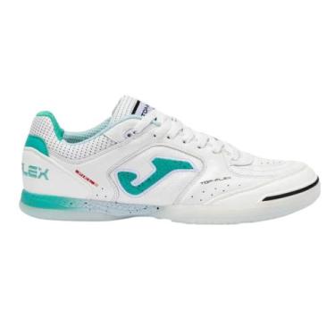 Imagem de Chuteira Tênis Joma Top Flex Futsal Couro Profissional, Branco, Azul c