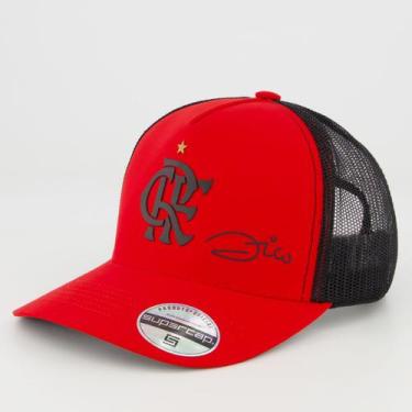 Imagem de Boné Flamengo Zico Vermelho e Preto - Supercap, Único