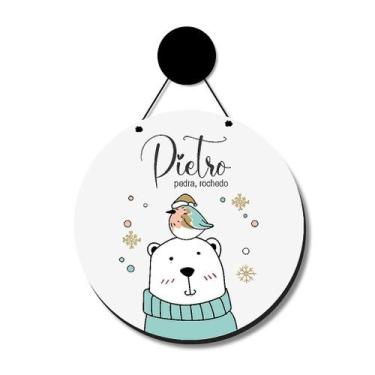 Imagem de Enfeite Porta Maternidade MDF Ursinho Nórdico com Nome Personalizado -