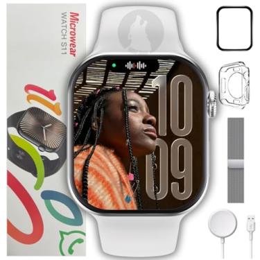 Imagem de Smartwatch MICROWEAR S11 Serie 11 Amoled Whatsapp Relogio Masculino e feminino Digital 47mm NFC Chatgpt Gps Decibeis Ip68 +Brindes (Branco)