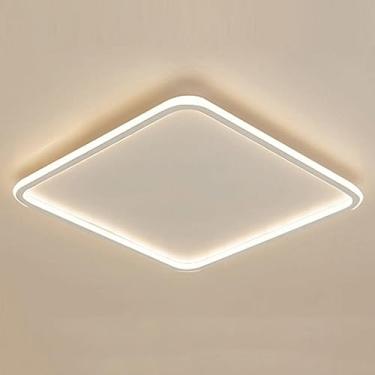 Imagem de Conjunto de luminárias de teto LED de painel plano quadrado fino de 30 cm, luz de teto embutida branca com luz branca/neutra/quente regulável, perfil fino moderno de 1,9 polegadas