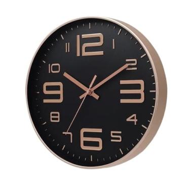 Imagem de hezhuhe2258 Relógio de parede com design moderno, simples e fácil de ler, silencioso, sem tique-taque, relógio de parede para quarto, sala de estar, envio de relógio de amigos (preto)