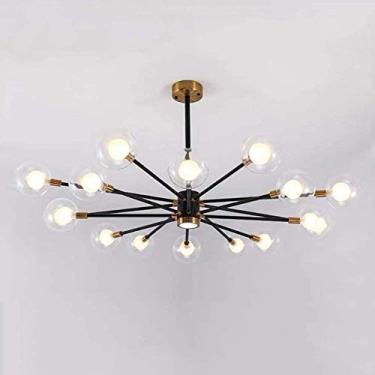 Imagem de Nordic Creative Sputnik Lustre Criativo, Luz Molecular G9, Lustre Moderno de Bola de Vidro Bolha, Luz Pendente de Metal Adequado para Quarto Sala de Estar - Tampa Branca Leite Tampa Transpar